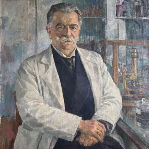 Painted portrait Dr. Lie. Cropped photo: Odd R. Schibsted Monge. Painting belongs to Det medicinske selskap i Bergen.