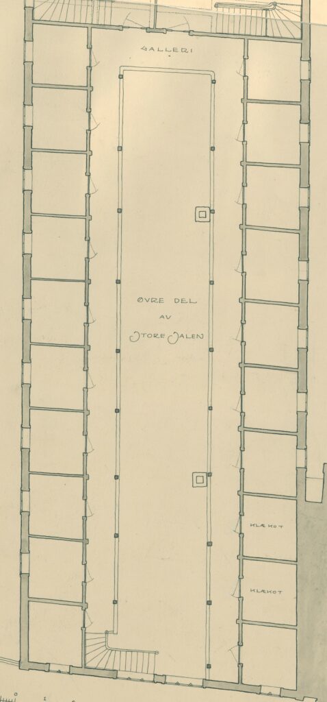 Section of drawing by architects Lindstrøm and Tvedt 1921. Bergen's Architects' Association, ArkiVest.