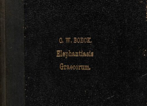 Utsnitt av bokforside "Elephantias Graecorum" av C.W. Boeck. 1842.